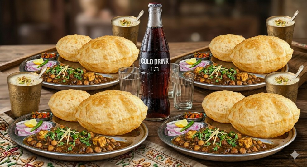 4 Plate Chole Bhature + Coldrink 200ml